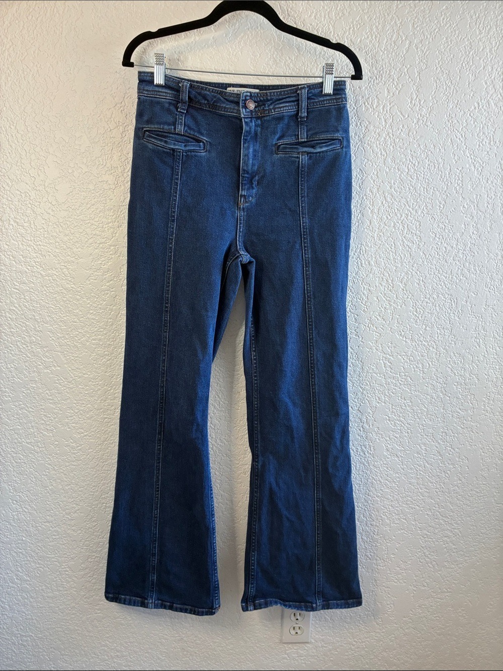 Free People Firecracker Flare Jeans High Rise Tartan Plaid Star 29 - Picture 5 of 11